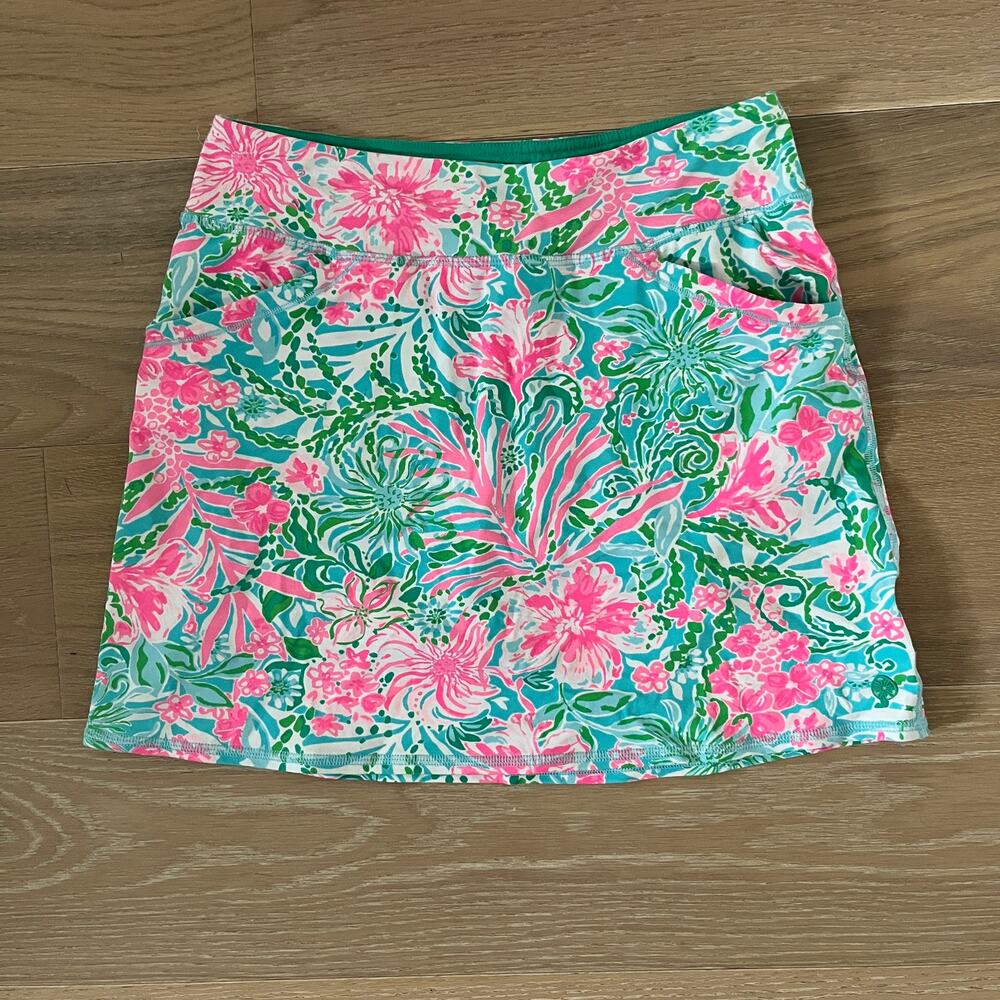 Lilly Pulitzer Luxletic Maryana Skort Small Leaf It Wild Golf UPF 50